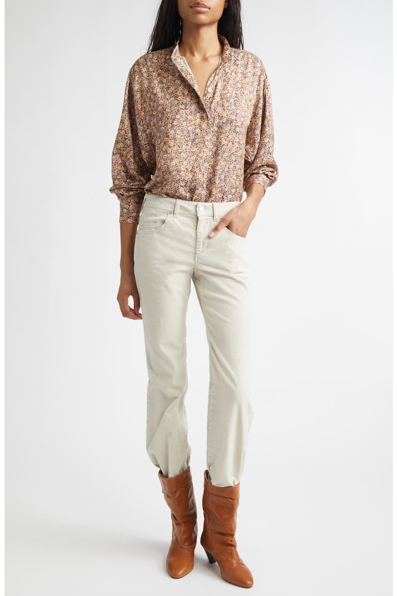 Harlow Ditsy Floral Popover Top, Alternate, color, OCHRE