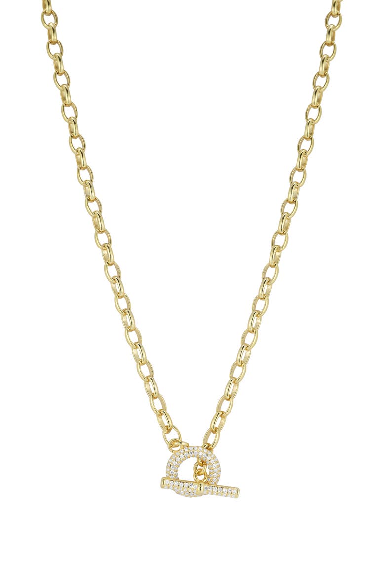 Toggle Cubic Zirconia Necklace, Main, color, YELLOW GOLD