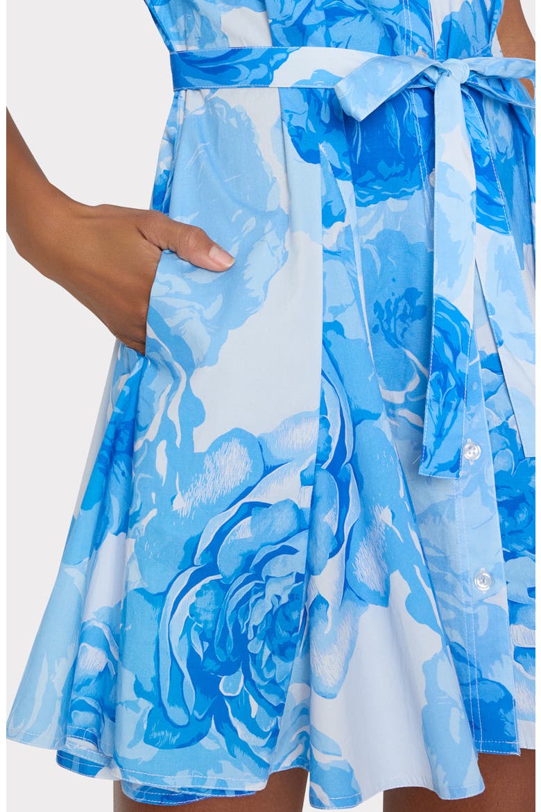 Juni Floral Stretch Cotton Poplin Mini Shirtdress, Alternate, color, BLUE MULTI