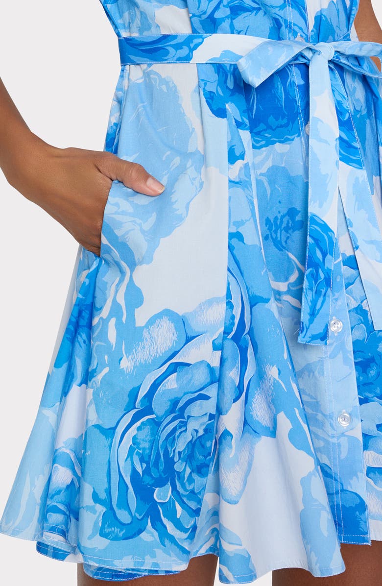 Milly Juni Floral Stretch Cotton Poplin Mini Shirtdress, Alternate, color, Blue Multi