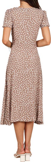 Franklin Print Puff Sleeve Midi Dress