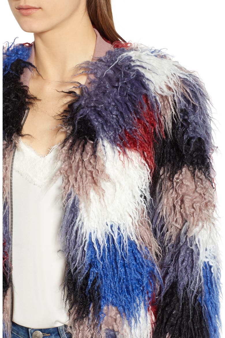 Shaggy Faux Fur Jacket, Alternate, color, BLUE MULTI
