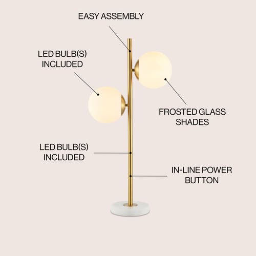Jonathan Y Amelie 28in 2-light Coastal Vintage Iron Led Table Lamp In Brass Gold