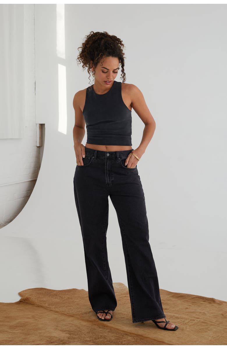 KADA The Cupro Sculpt Racerback Crop Tank, Alternate, color, Ink