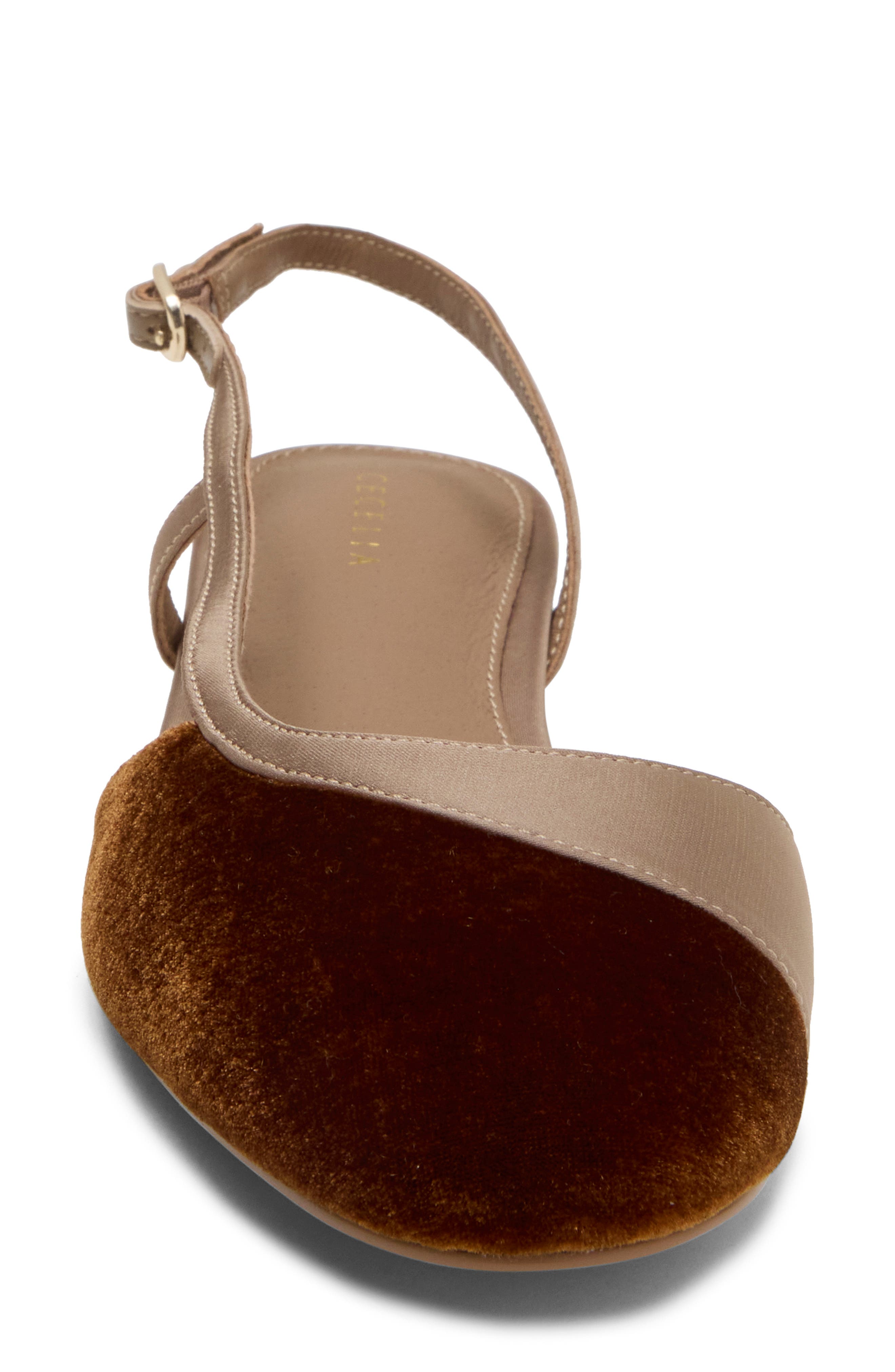 Heidi Slingback Half d'Orsay Flat, Alternate, color, CAFE