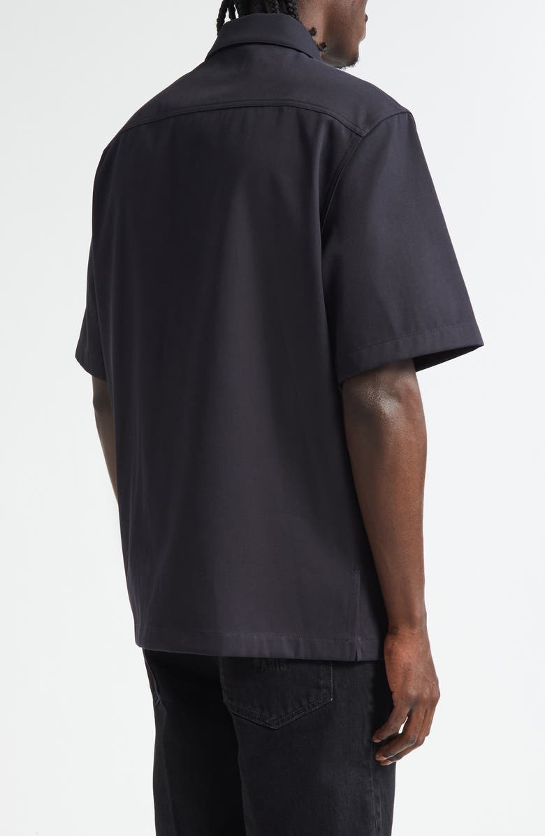 Givenchy Logo Embroidered Short Sleeve Button-Up Shirt, Alternate, color, Dark Blue