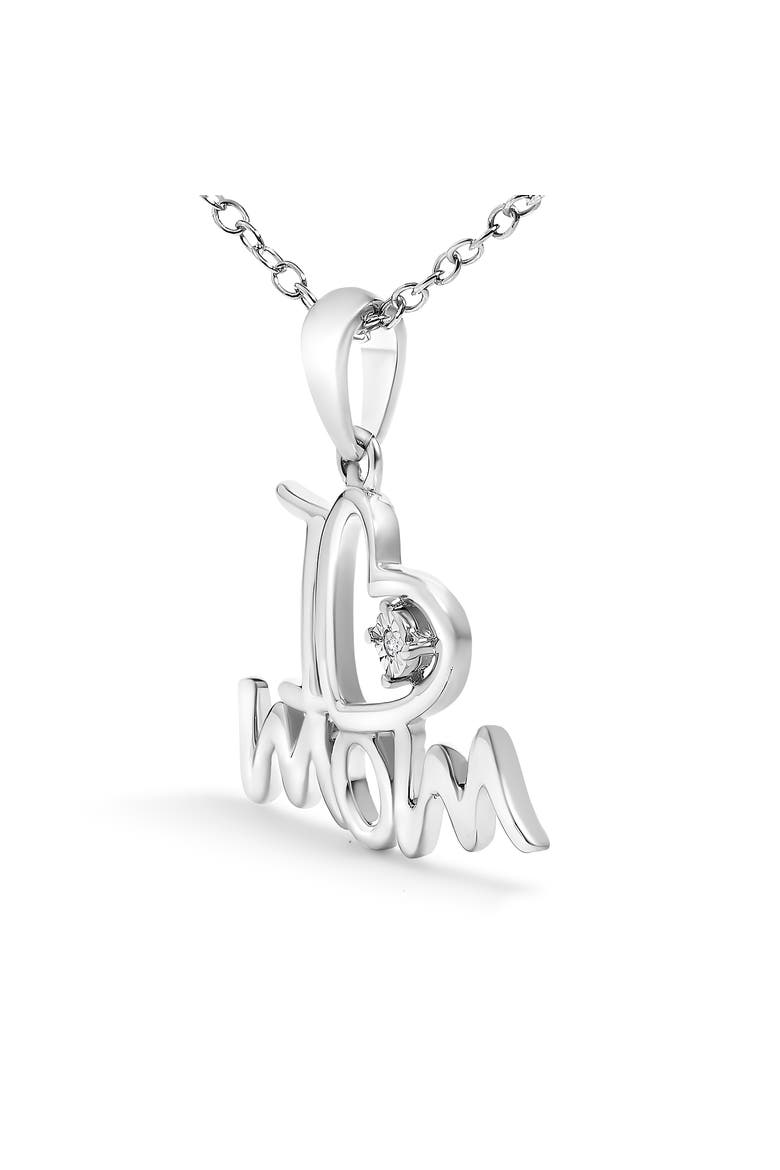 Silver Diamond Accent "I Love Mom" Heart Pendant Necklace, Alternate, color, White