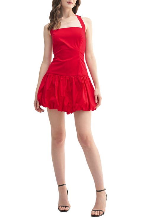 Halter Bubble Hem Minidress