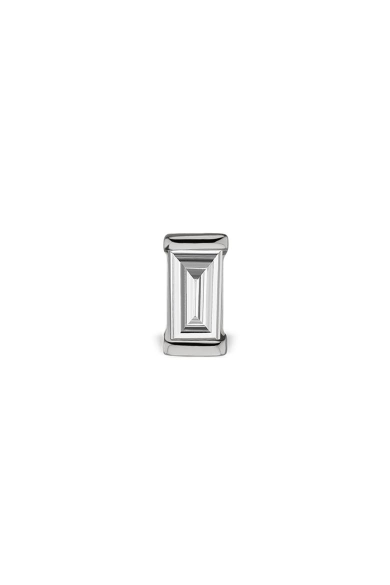 Diamond Baguette Single Threaded Stud Earring, Alternate, color, WHITE GOLD