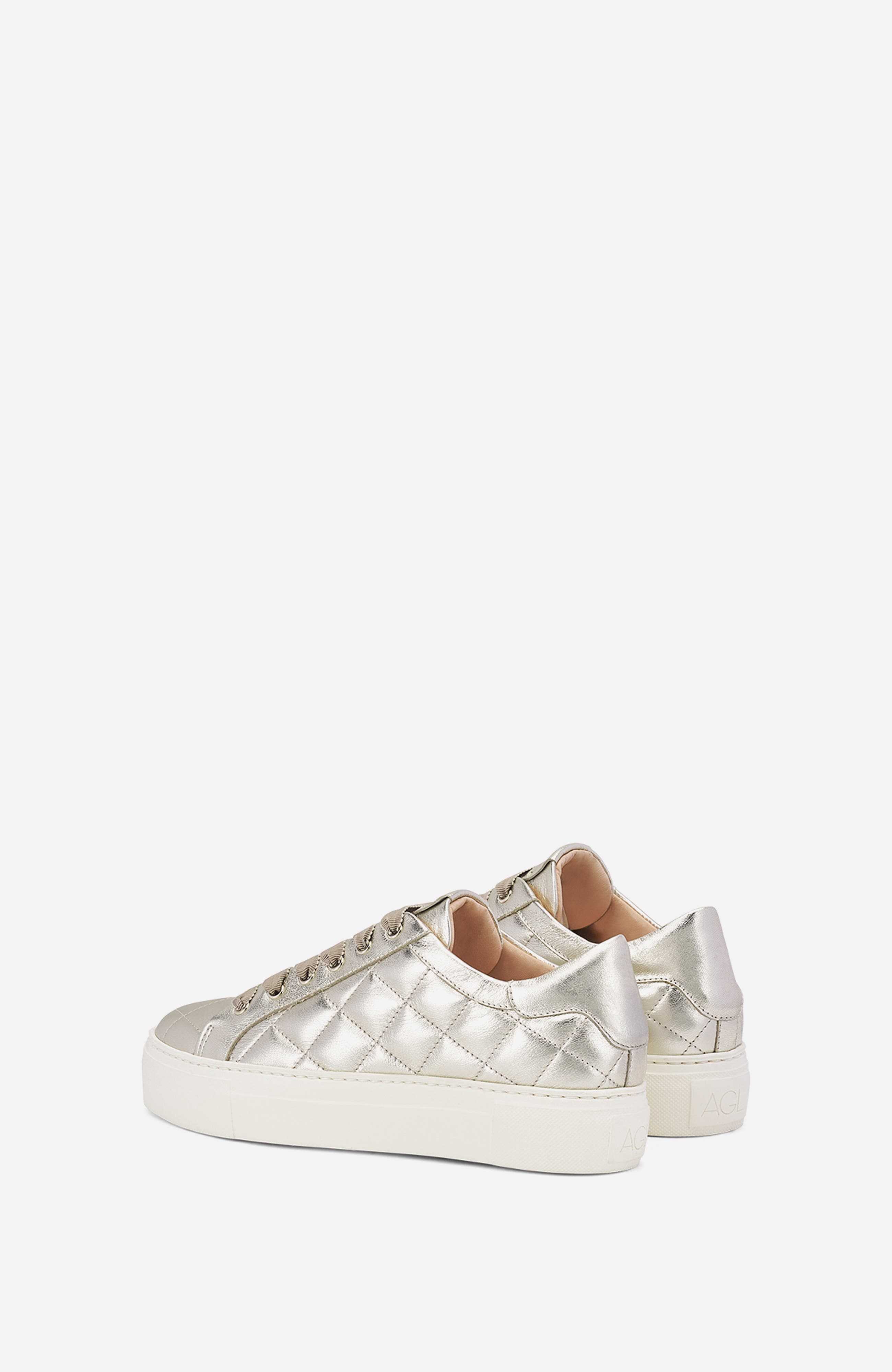 AGL Eva Matelassé Sneaker, Alternate, color, Platinum Leather