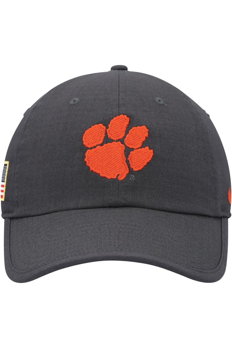 Men's Nike Charcoal Clemson Tigers Veterans Day Tactical Heritage86 Performance Adjustable Hat, Alternate, color, Charcoal