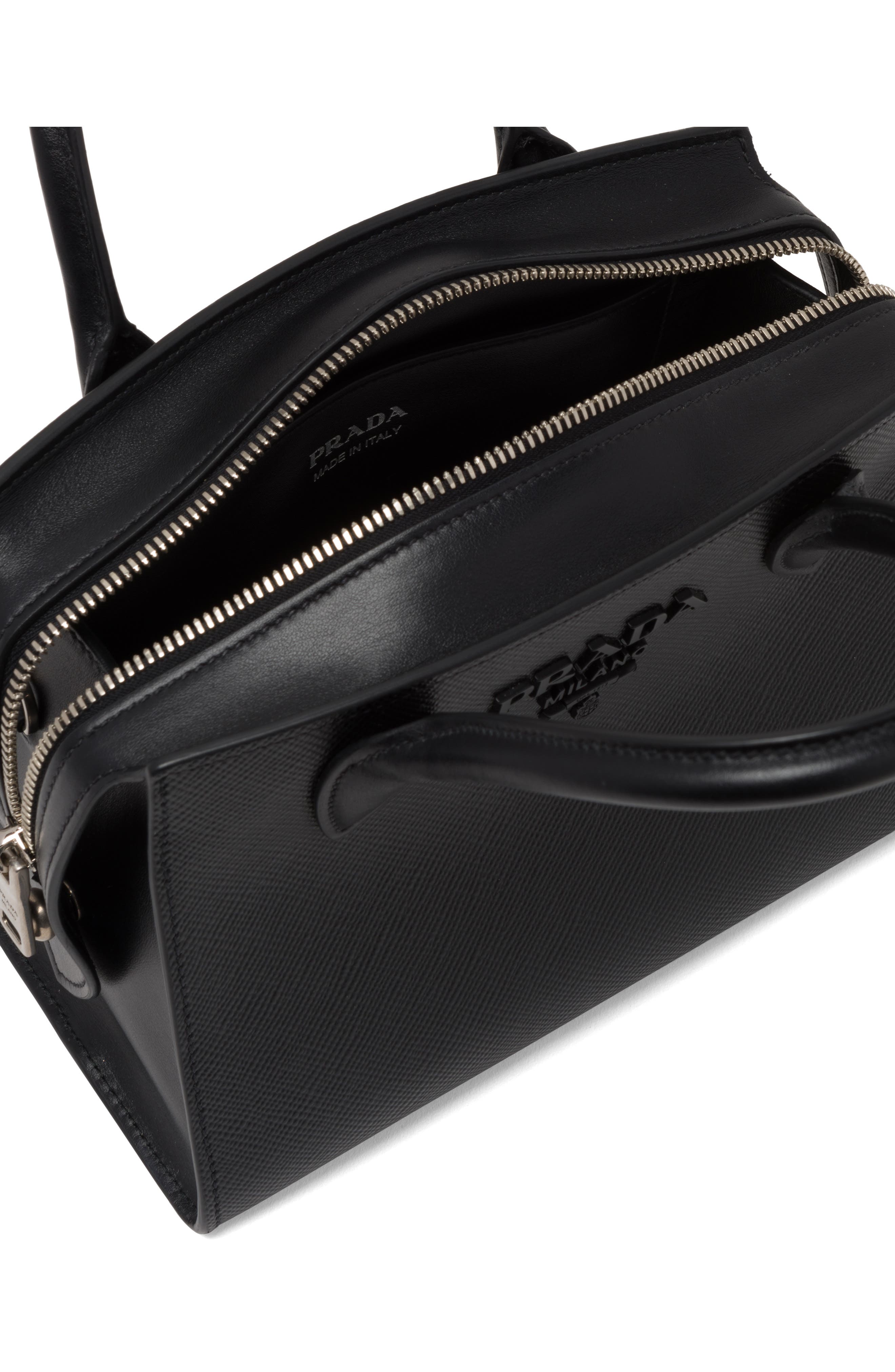 Prada Small Monochrome Saffiano Leather Bag, Alternate, color, 