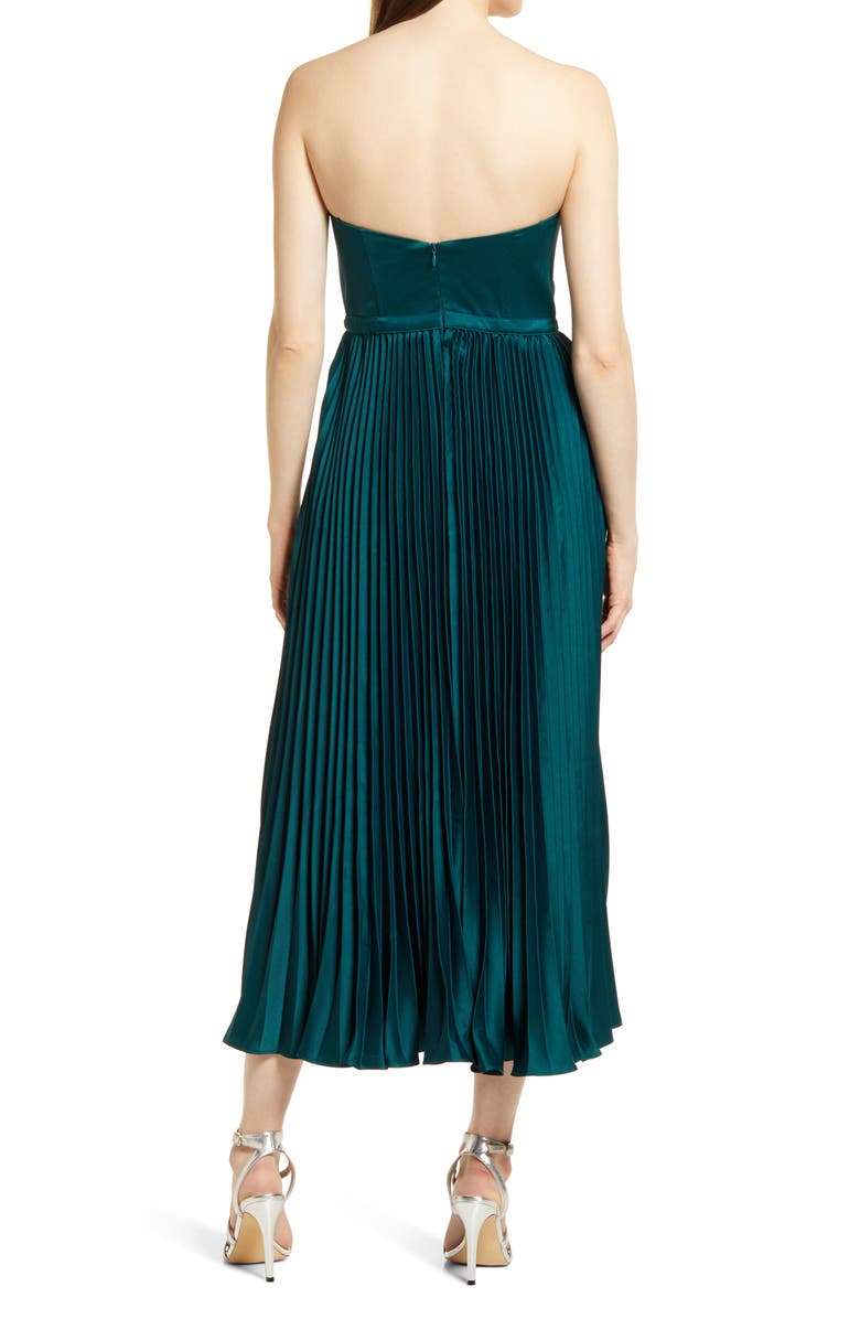 elle zeitoune Milan Pleat Corset Satin Gown, Alternate, color,