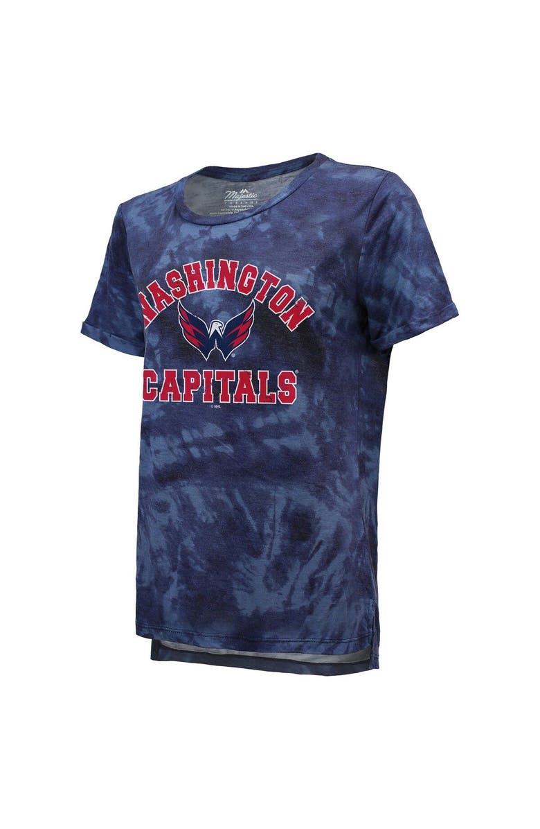 Majestic Threads Women's Majestic Threads Navy Washington Capitals Boyfriend Tie-Dye Tri-Blend T-Shirt, Alternate, color, 