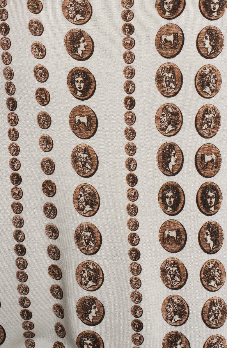 Dolce&Gabbana Allover Ancient Coin Print Silk Polo, Alternate, color, 
