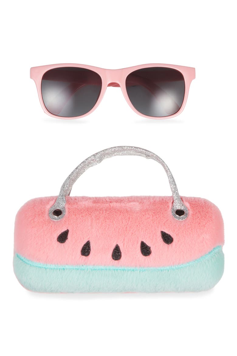 Kids' Round Sunglasses & Watermelon Case Set, Main, color, PINK COMBO