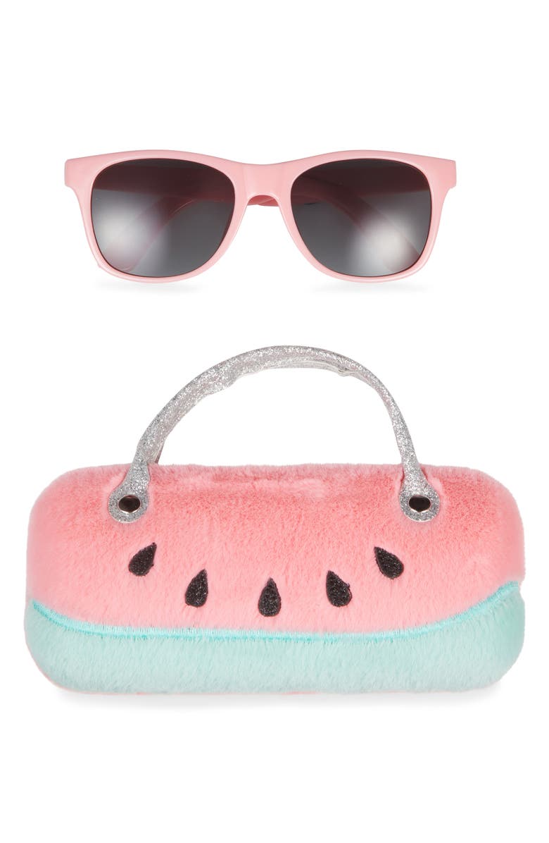 Capelli New York Kids' Round Sunglasses & Watermelon Case Set, Main, color, Pink Combo