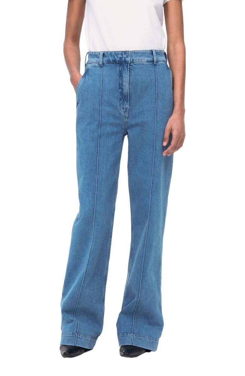 Another Tomorrow HIGH WAISTED DENIM TROUSER, Alternate, color, Light Blue Wash