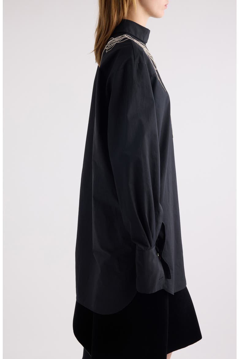 Corso Crystal Chain Detail Long Sleeve Shirt, Alternate, color, BLACK