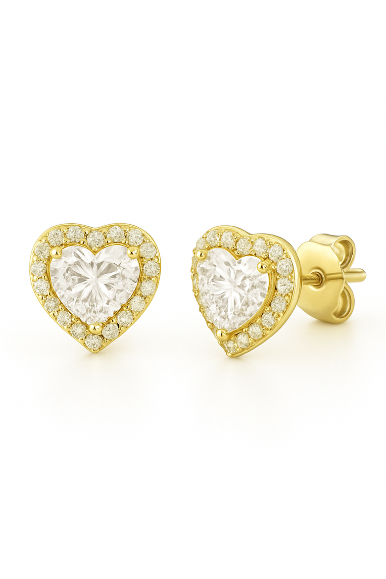 Gold-Tone Halo Heart Earrings, Main, color, Gold