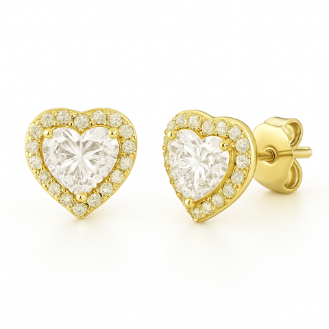 Gold-Tone Halo Heart Earrings