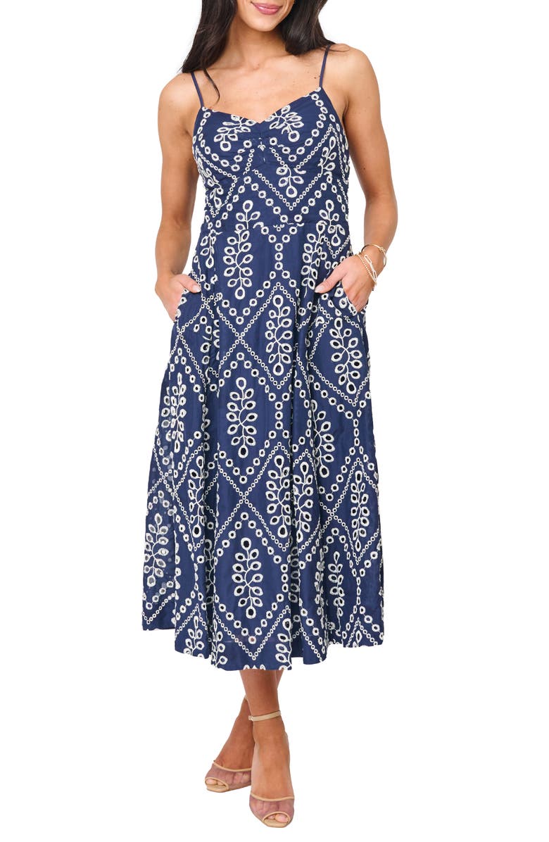GIBSONLOOK Amanda Eyelet Cotton Sundress, Main, color, 