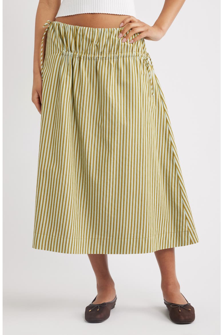 Caspia Striped Volume Midi Skirt, Main, color, BASIL