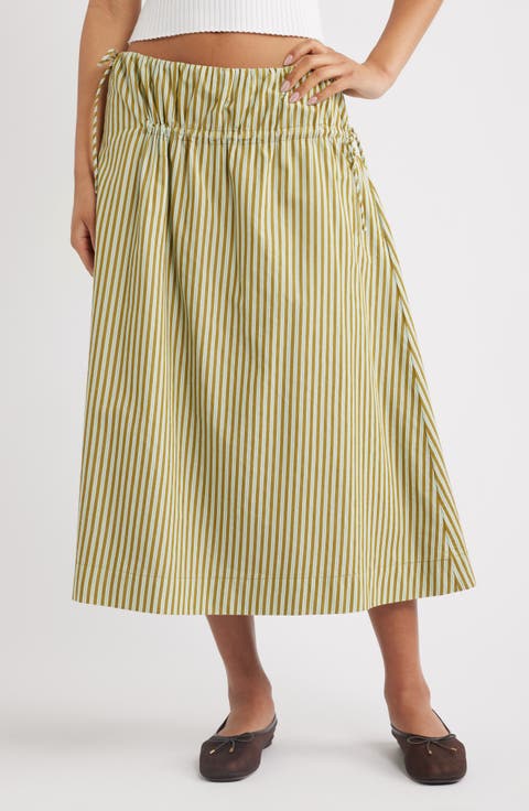 Caspia Striped Volume Midi Skirt