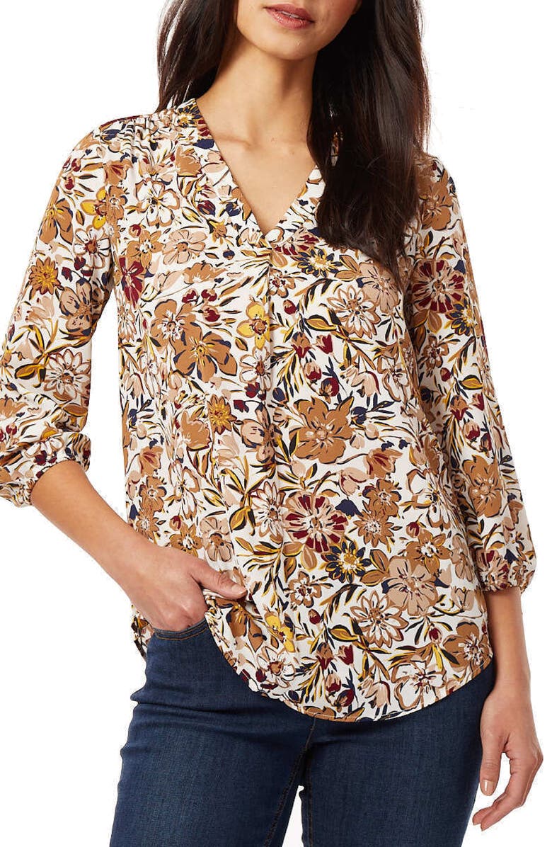 Jones New York Floral Pleat Front Top, Main, color,