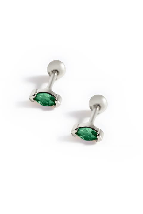 Marquis Gemstone Sleeper Stud Earrings