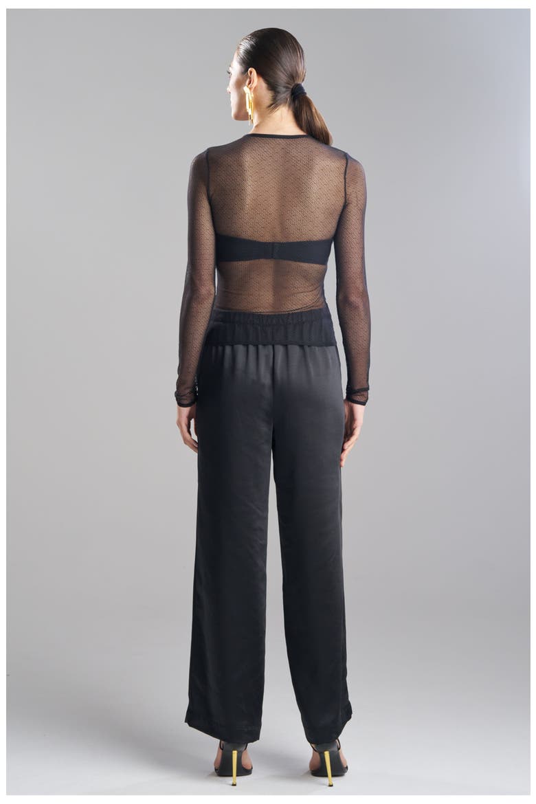 Mesh Lace Applique Mesh Top, Alternate, color, Black