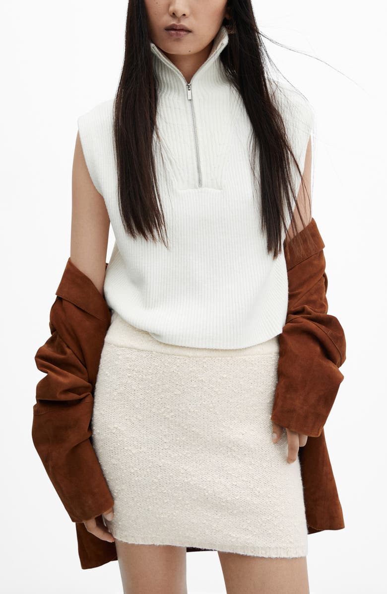 MANGO Textured Sweater Miniskirt, Alternate, color, 