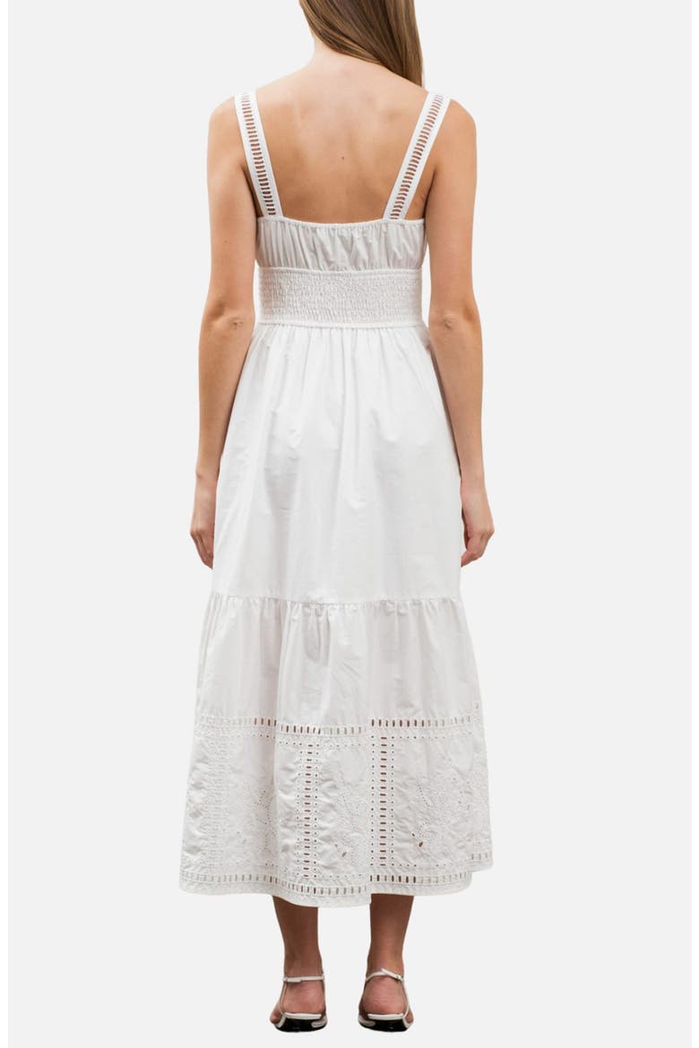 Sleeveless Tiered Midi Sundress, Alternate, color, WHITE