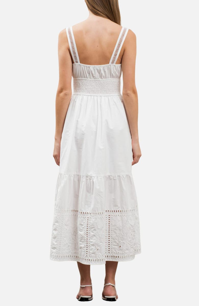 MOON RIVER Sleeveless Tiered Midi Sundress, Alternate, color, White