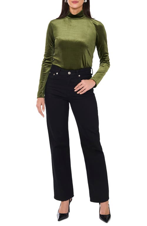 1.state Velvet Turtleneck Top In Olive Earth