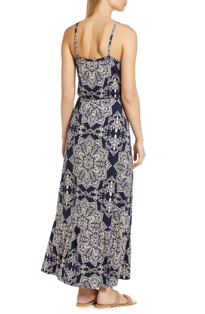 Loveappella Tie Front Maxi Sundress, Alternate, color,