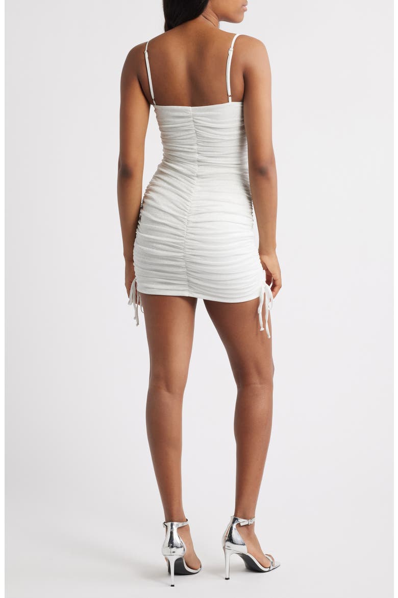 Ruched Glitter Tank Minidress, Alternate, color, WHITE