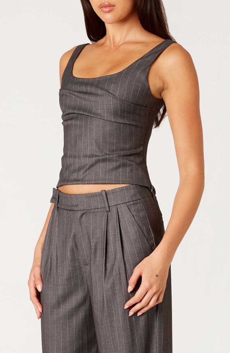 Nia Monique Pinstripe Crop Tank, Alternate, color, Grey