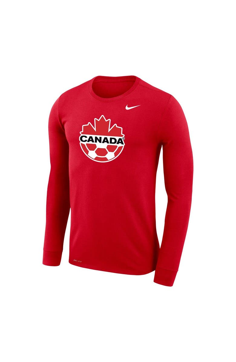 Nike Men's Nike Red Canada Soccer Primary Logo Legend Performance Long Sleeve T-Shirt, Alternate, color, 