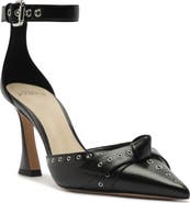 Alexandre Birman Clarita Eyelet Leather Ankle Strap Pump