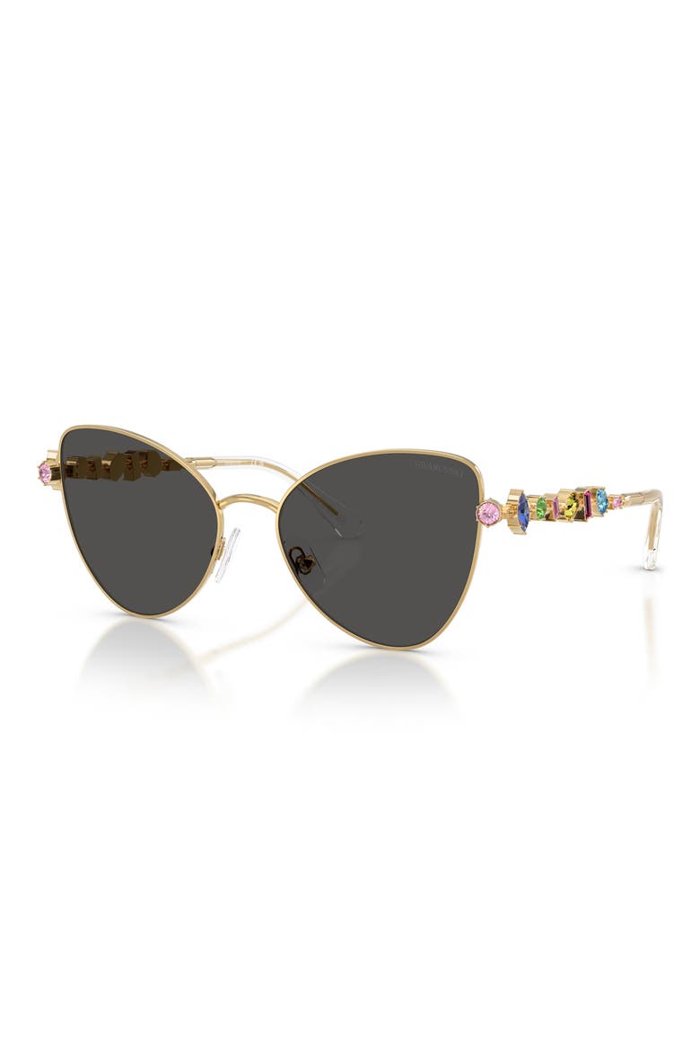 56mm Butterfly Sunglasses, Alternate, color, GOLD / DARK GREY