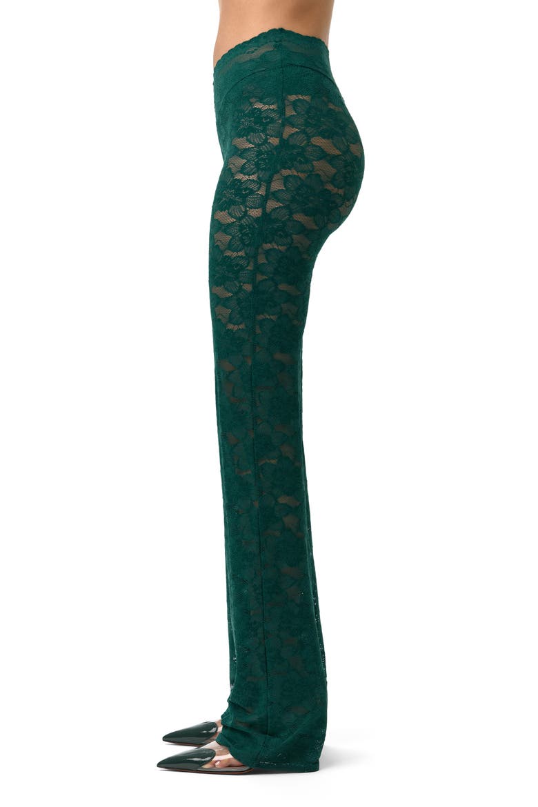 Sheer Lace V-Waist Pants, Alternate, color, PINE GREEN