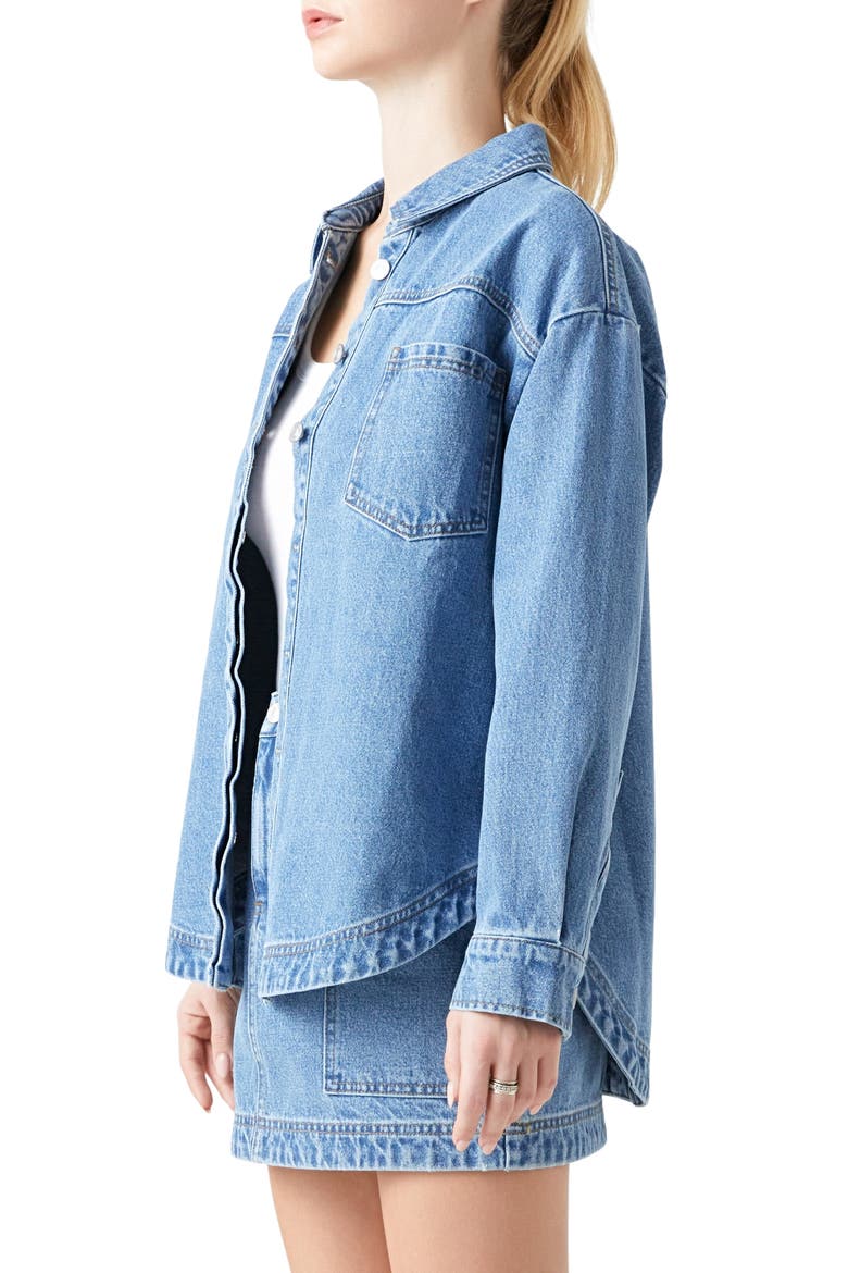 Oversize Denim Button-Up Shirt, Alternate, color, DENIM