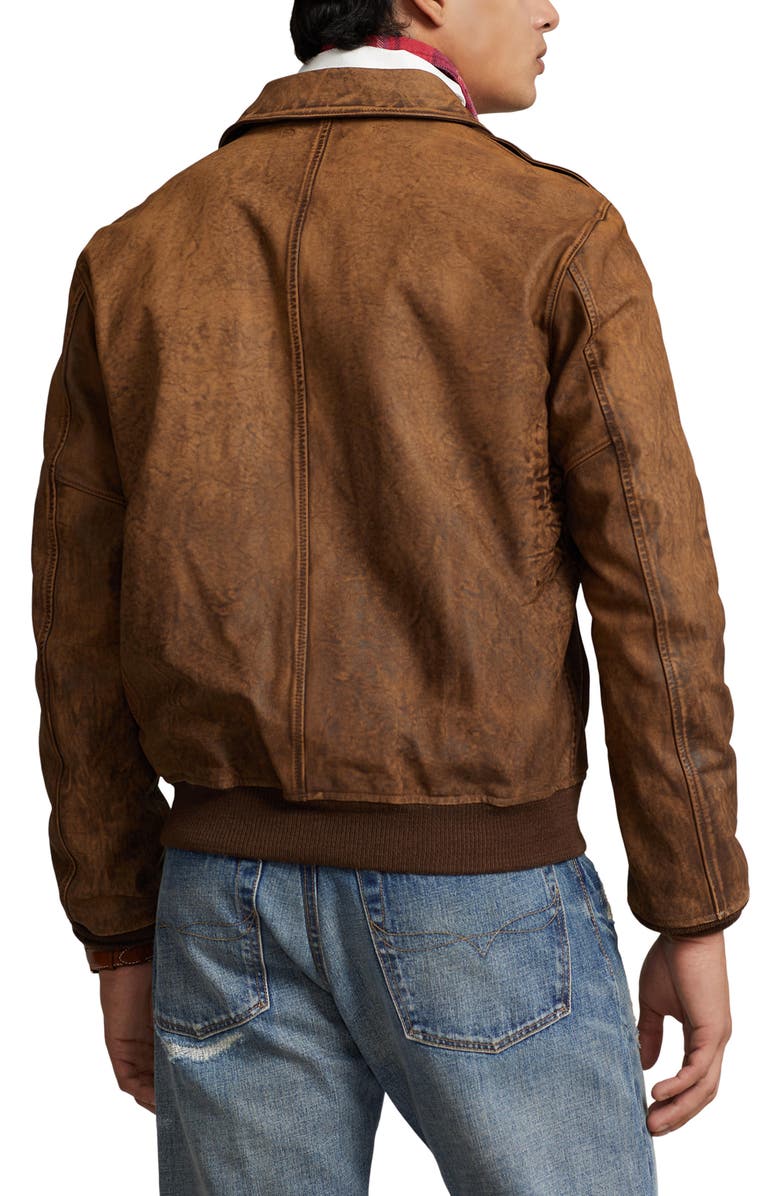 Polo Ralph Lauren Leather A2 Bomber Jacket, Alternate, color,