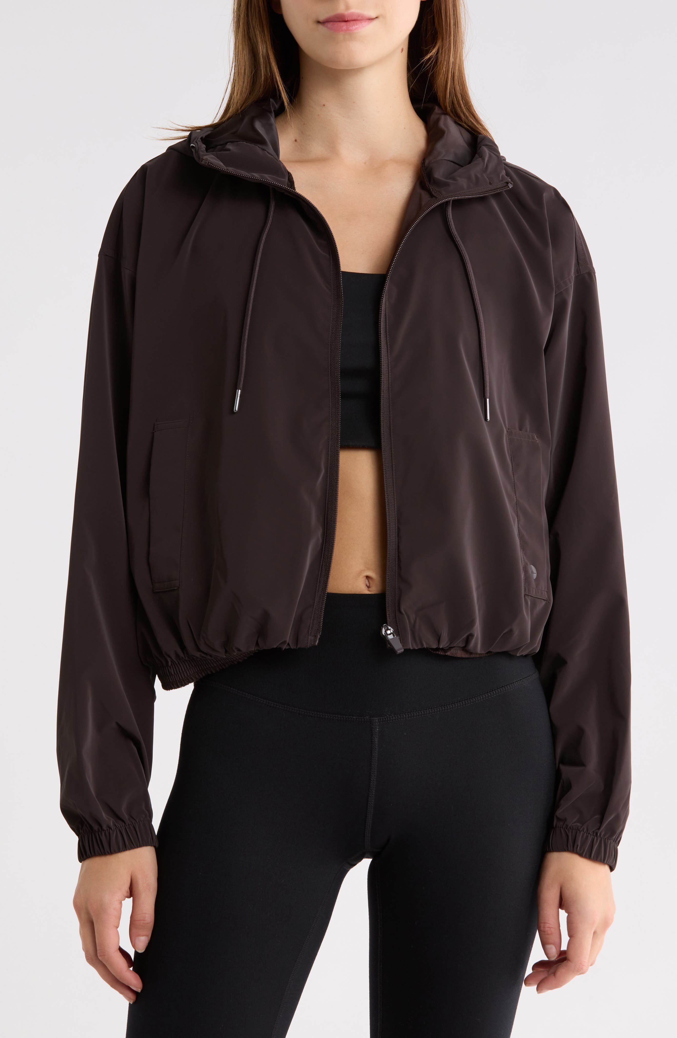 Woven Cocoon Bubble Hem Hoodie