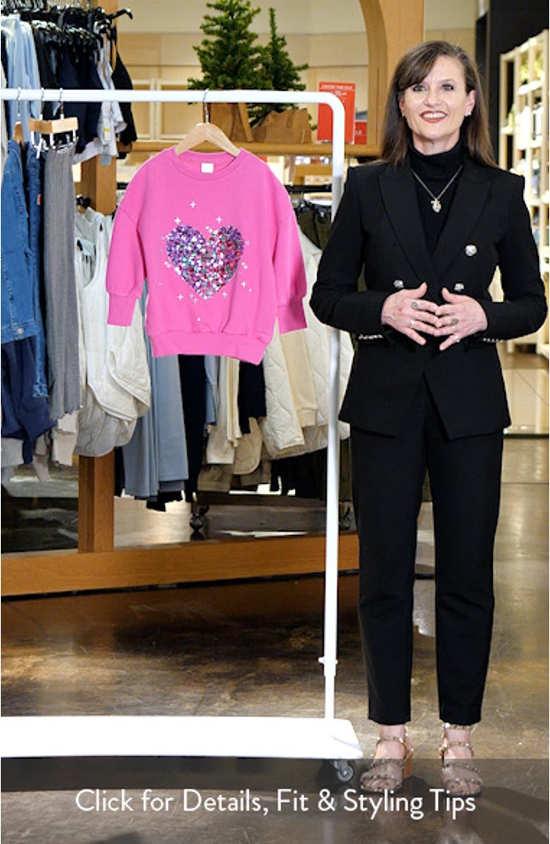 Kids' Heart Sequin Embellished Graphic Sweatshirt, sales video thumbnail