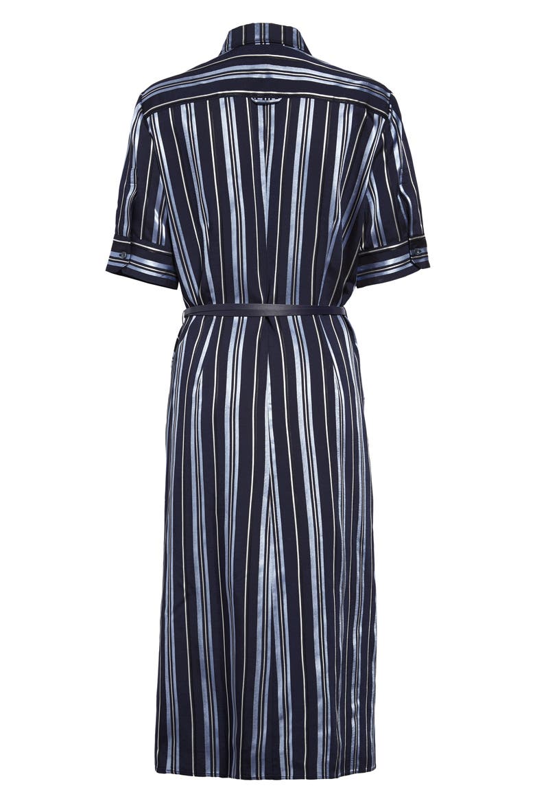 Belted Stripe Satin Shirtdress, Alternate, color, BERRY BLUE MULTI