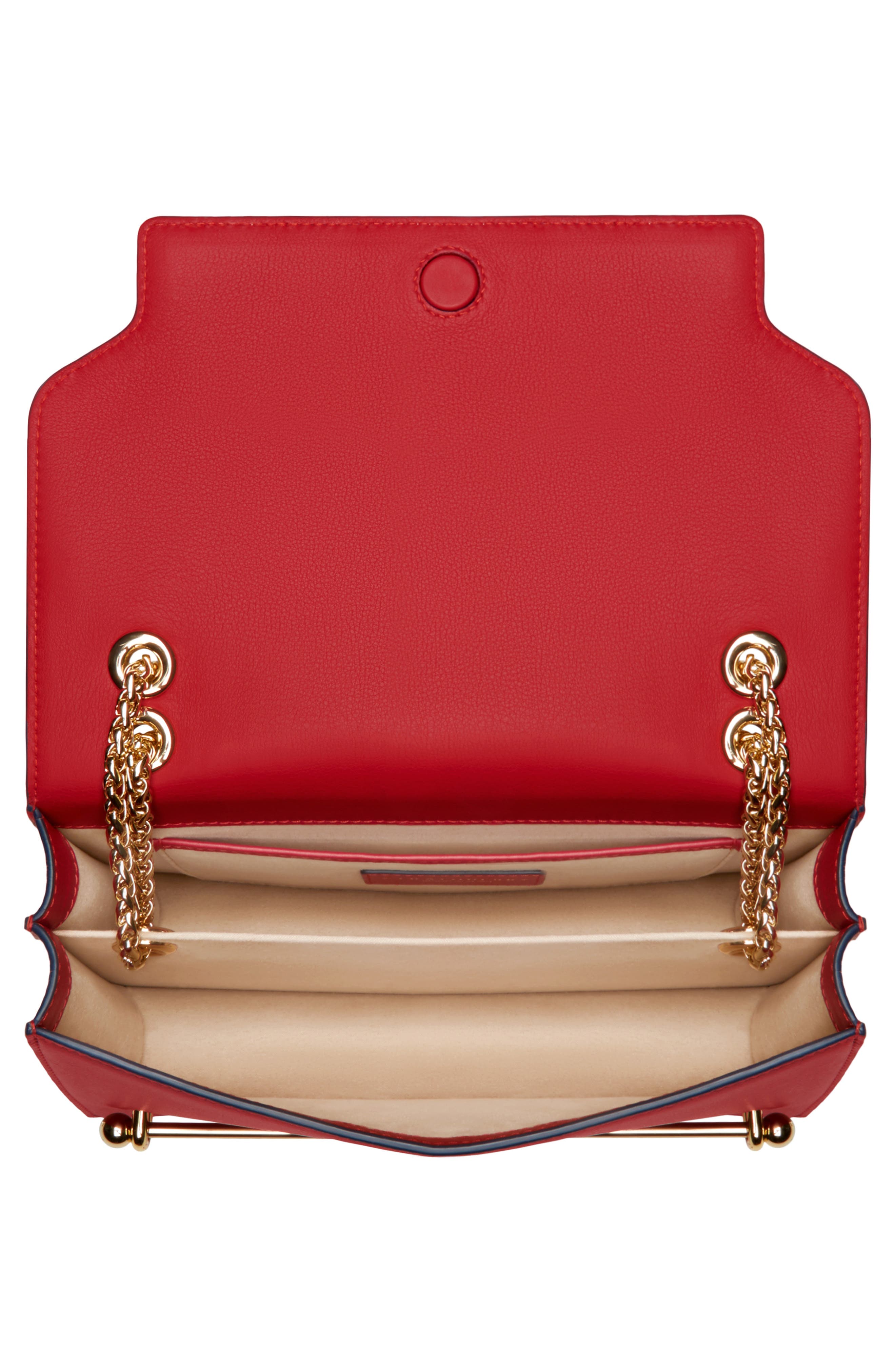 East/West Stripe Leather Crossbody Bag, Alternate, color, RUBY