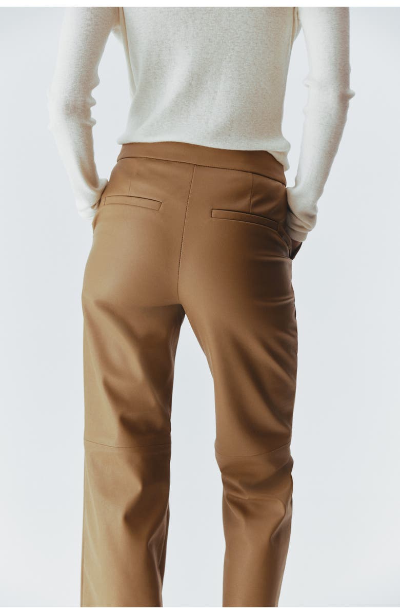 H&M Bootcut Coated Trousers, Alternate, color, Beige
