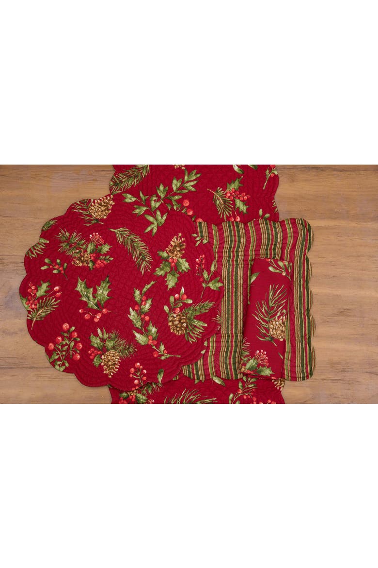 Maureen Reversible Machine Wash Quilt Set of 6 Placemats 13" x 19", Alternate, color, Red